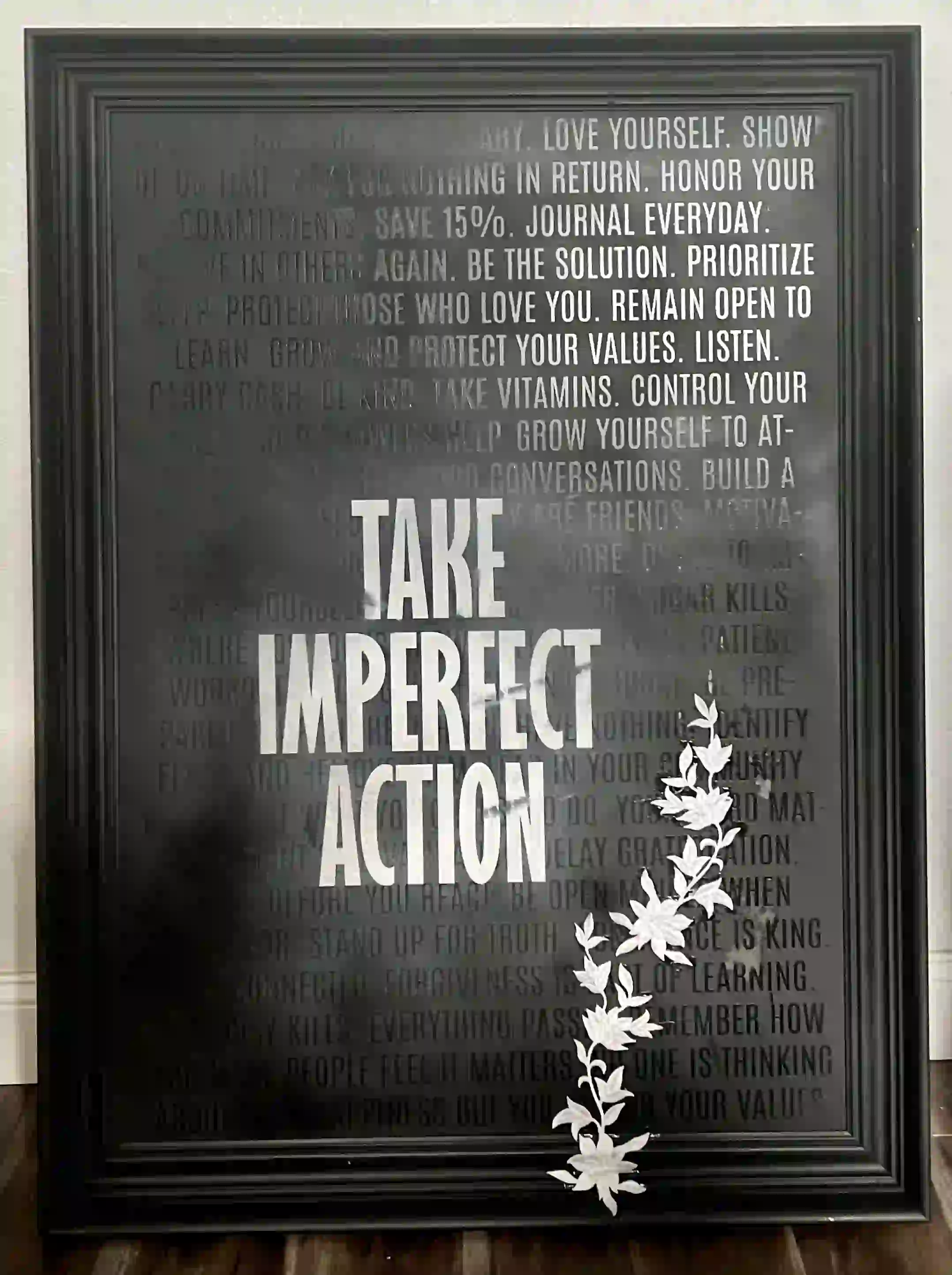 Take Action spray-painted artwork